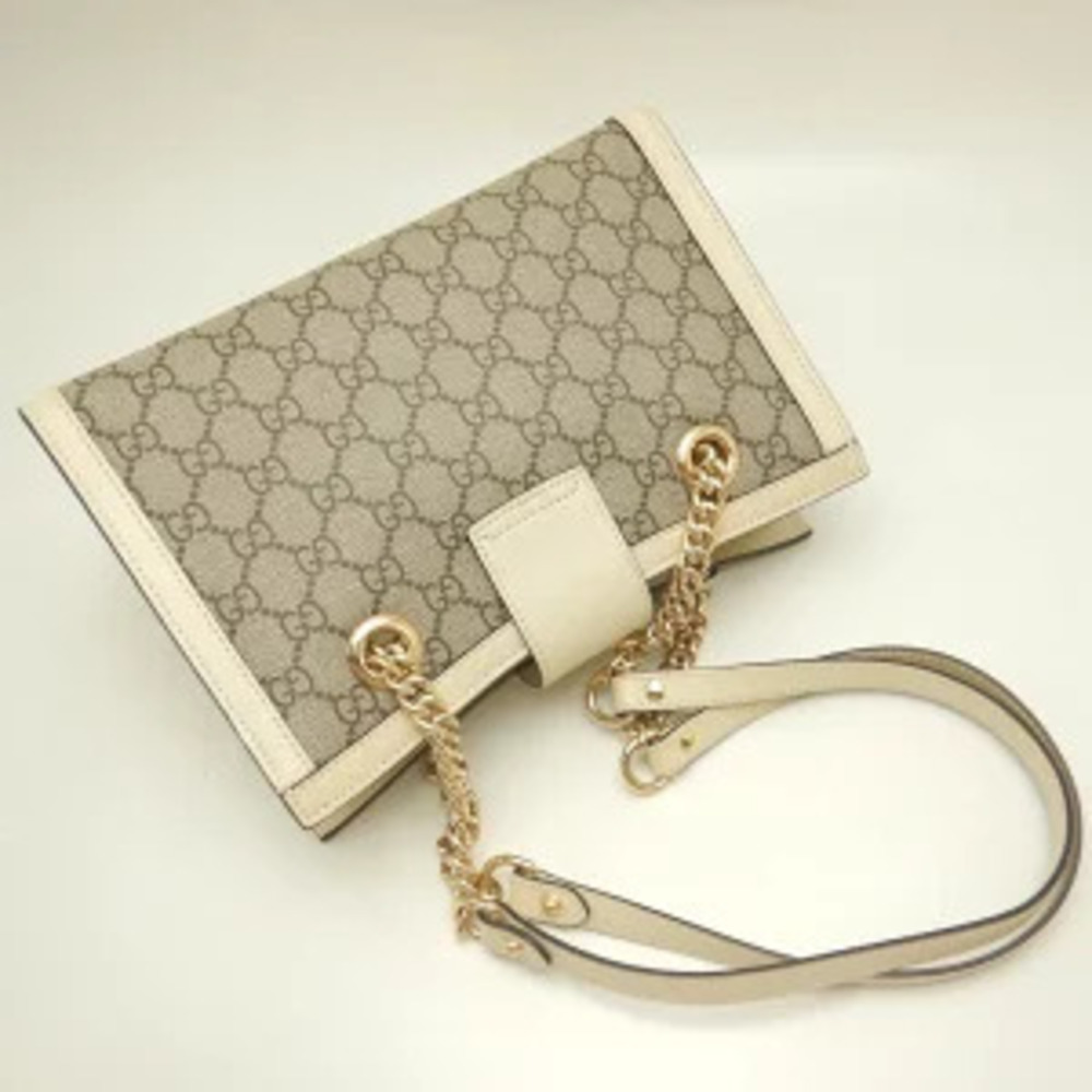 GUCCI Cruise Padlock Tote Bag GG Supreme Leather Beige Ivory White - Picture 3 of 9